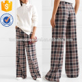 Pleated Plaid Twill Wide-leg Pants Manufacture Wholesale Fashion Women Apparel (TA3005P)